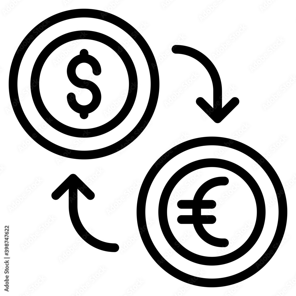 Currency exchange vector in line design Currency exchange vector in line design