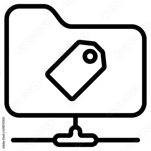 Ftp tag icon in line design 
