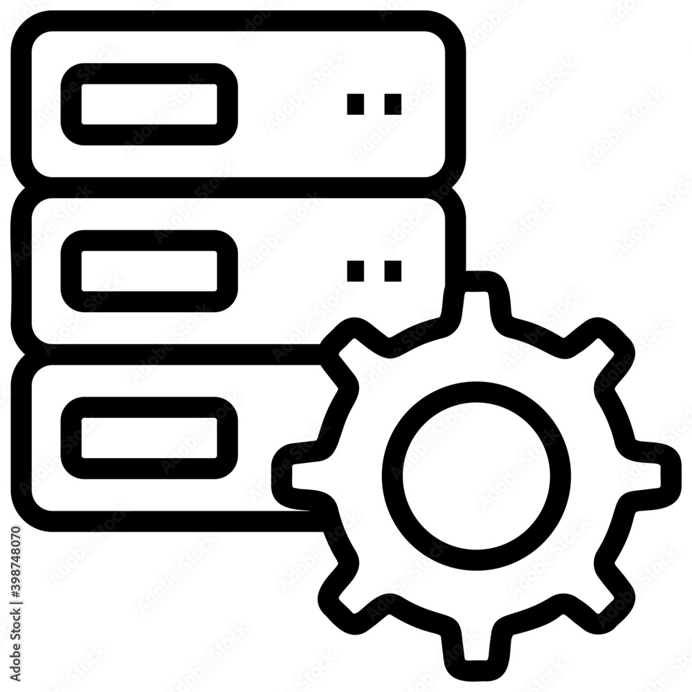 Icon of data server setting in line design. Icon of data server setting in line design.