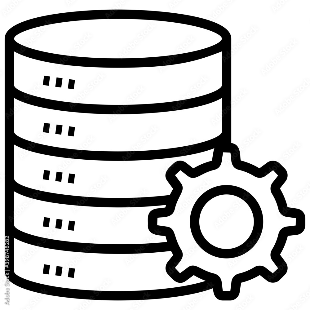 Database management icon in line design Database management icon in line design