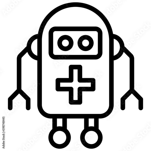 Medical robot vector in line design 