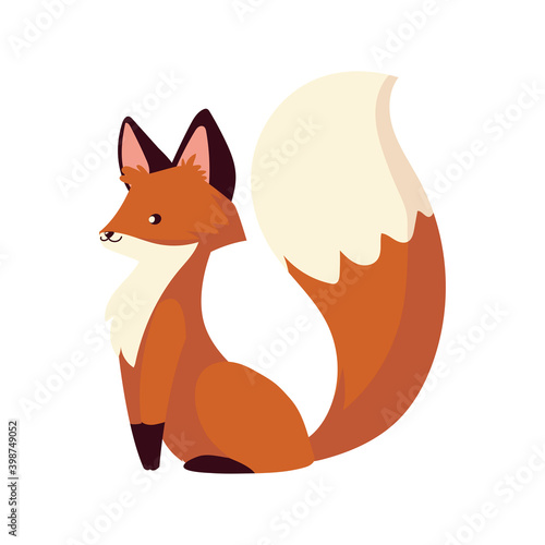 cute fox cartoon fluffy pet animal with beautiful tail