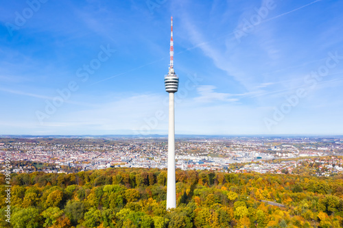Stuttgart tv tower skyline aerial photo view town architecture