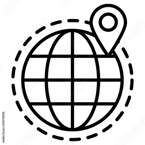 Global location in line icon 