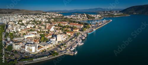 Fototapeta Naklejka Na Ścianę i Meble -  Chalkida aerial panoramic view, Evia island, Greece