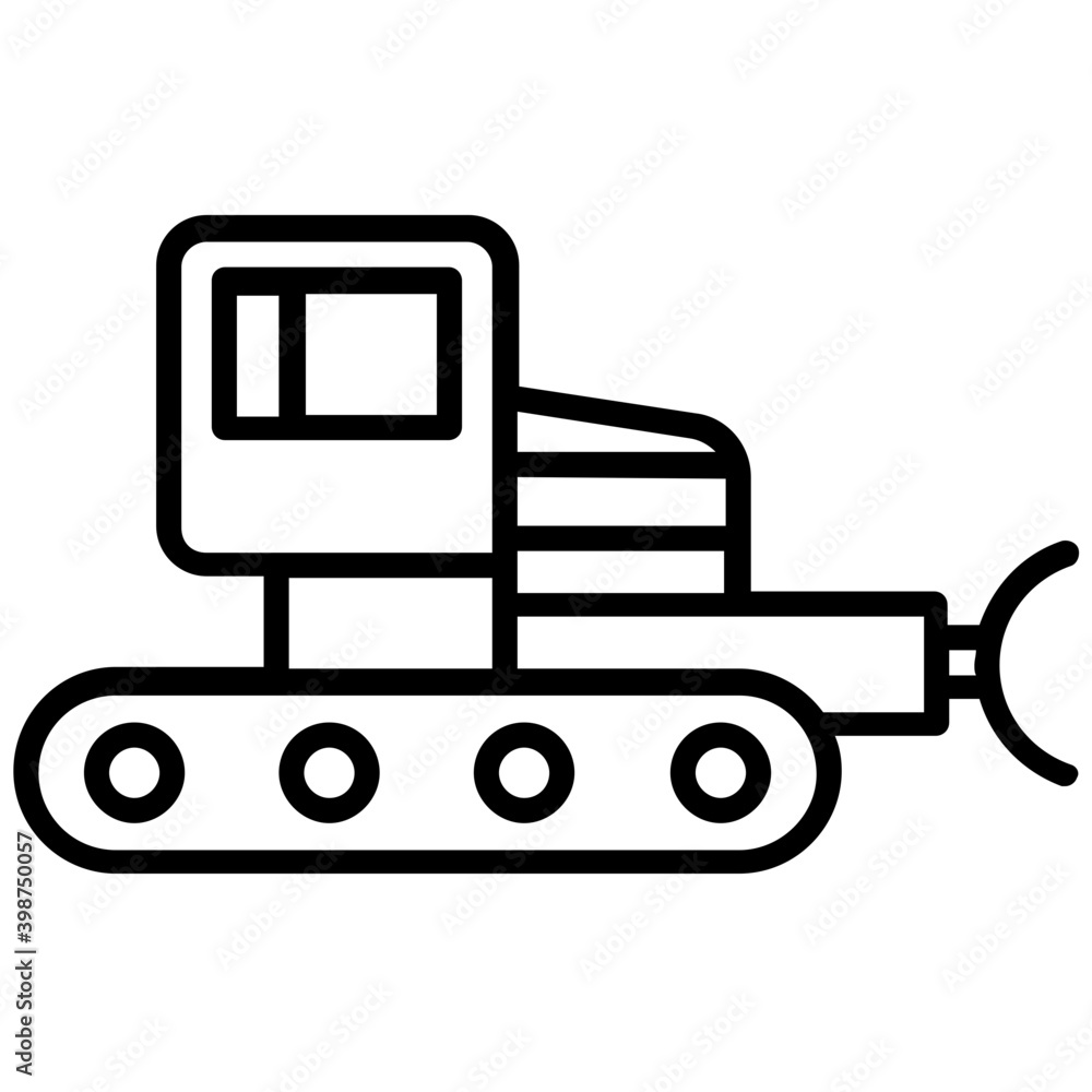 Construction machine bulldozer in line vector Construction machine bulldozer in line vector