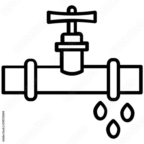 Water valve plumbing in line icon 