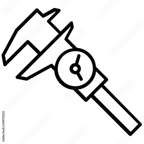Vernier caliper measuring accuracy in line icon  
