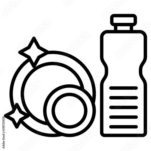 Dishwash icon in line design  