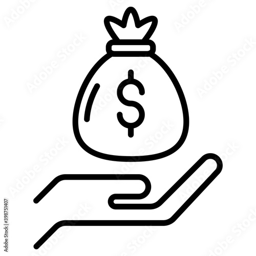 A sack of money in line design.