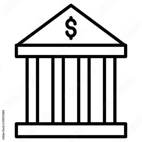 Line design of bank icon.