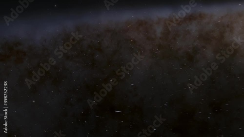 Exploration of galaxies through outer space towards a bright milky-way galaxy. 4K looping animation of flying through bright nebulae, clouds, and star fields. 