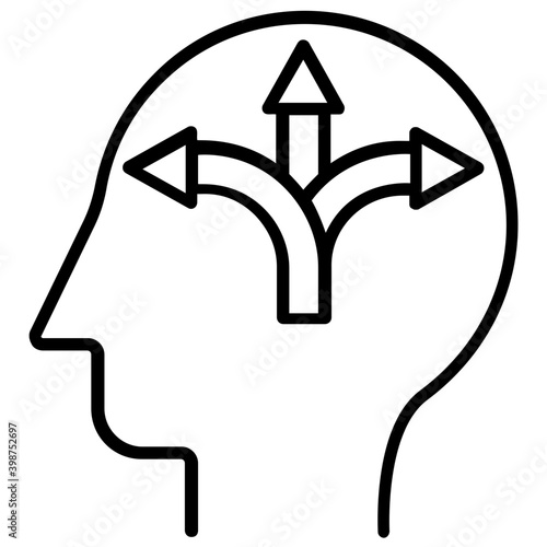 Flexible mind, line vector icon  