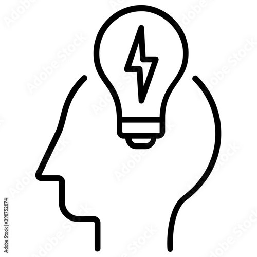 Innovative idea, unique idea icon in line design 