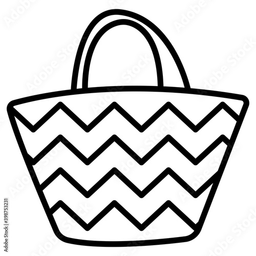Beach bag icon, line vector 