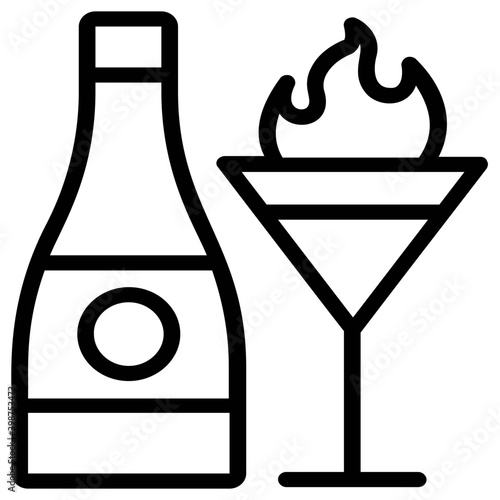 Icon of molotov cocktail in line design