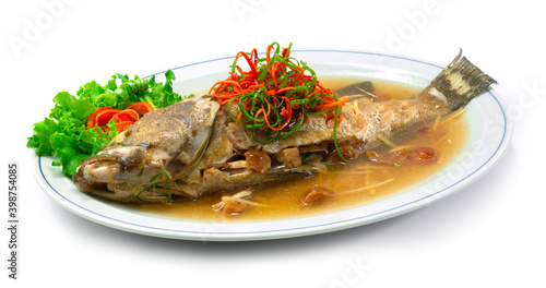 Steamed Grouper with Plum Sauce Chinese food