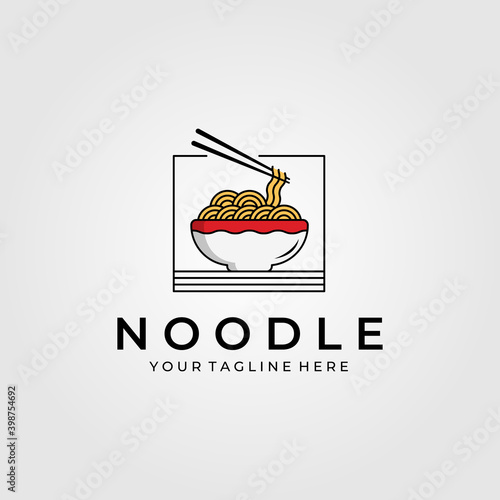 noodle food with chopstick logo vector illustration design, chinese or japanese vector symbol