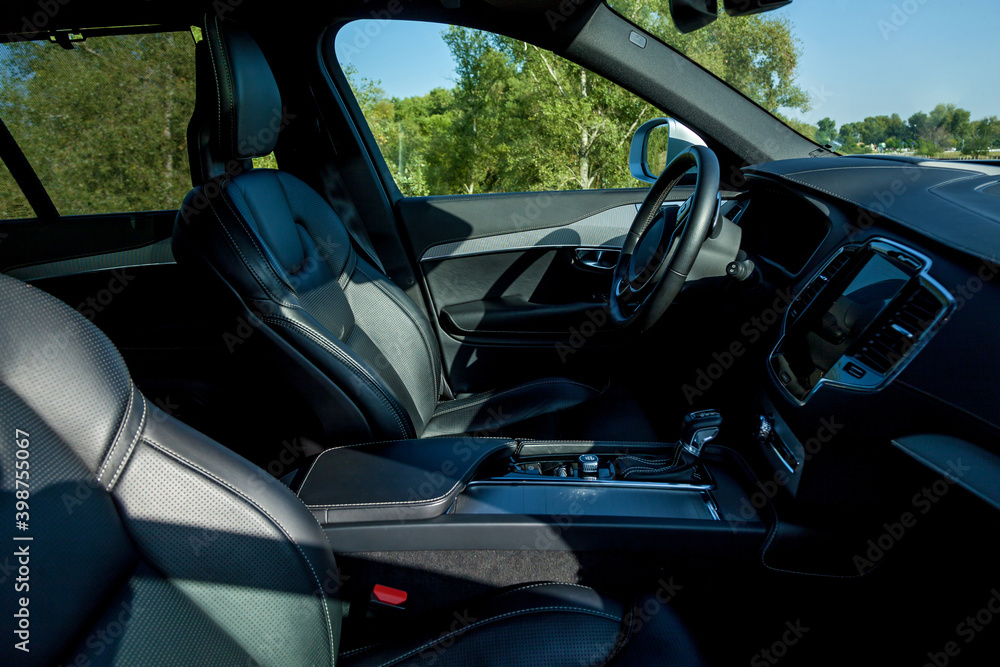 Black car interior with eco leather
