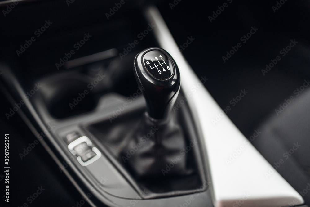 Manual gearbox handle in the car Stock Photo Adobe Stock