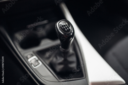 Manual gearbox handle in the car photo