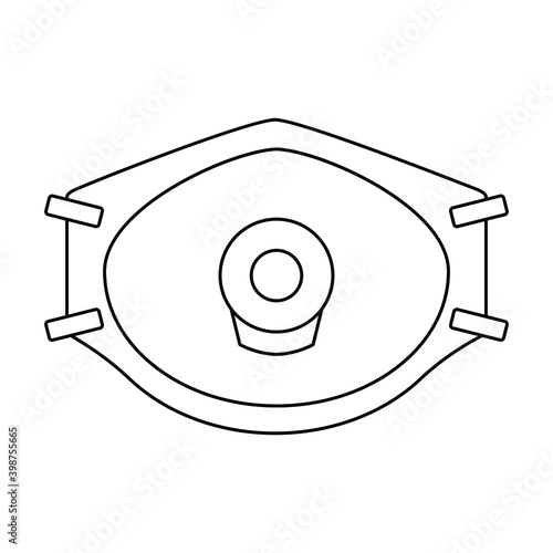 reusable face mask with valve in the middle, line icon