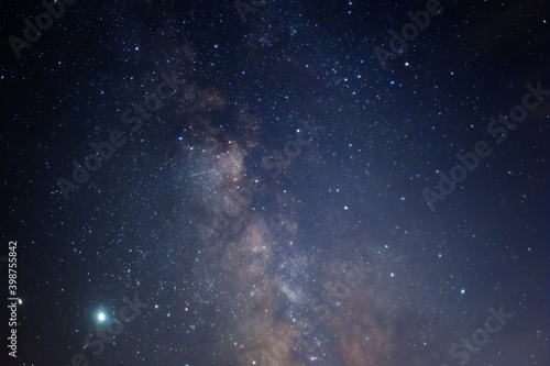closeup night starry sky with milky way, beautiful night outdoor background