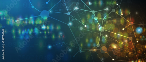 Neural network concept. Connected cells with links. High technology process. Abstract background