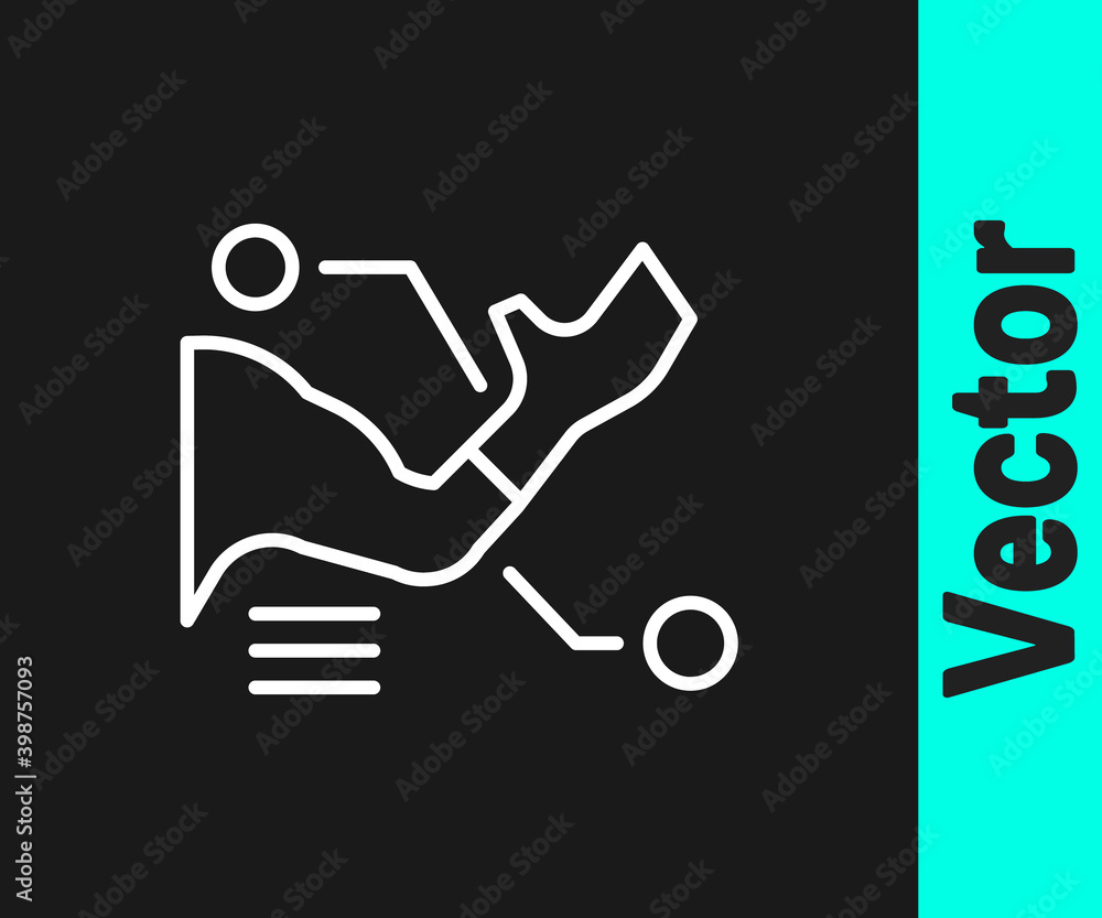 White line Prosthesis hand icon isolated on black background. Futuristic concept of bionic arm, robotic mechanical hand. Vector. White line Prosthesis hand icon isolated on black background. Futuristic concept of bionic arm, robotic mechanical hand. Vector.