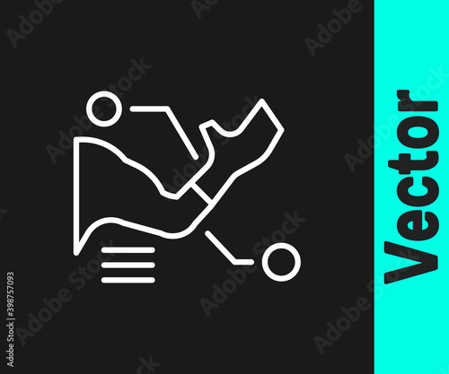 White line Prosthesis hand icon isolated on black background. Futuristic concept of bionic arm, robotic mechanical hand.  Vector.