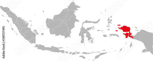 Fototapeta Naklejka Na Ścianę i Meble -  Papua barat province isolated on indonesia map. Gray background. Business concepts and backgrounds.
