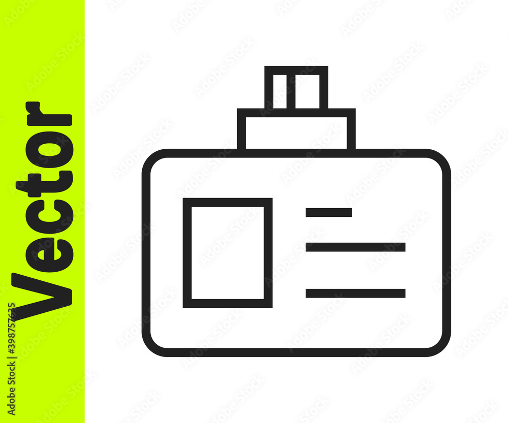 Black line Identification badge icon isolated on white background. It can be used for presentation, identity of the company, advertising. Vector. Black line Identification badge icon isolated on white background. It can be used for presentation, identity of the company, advertising. Vector.