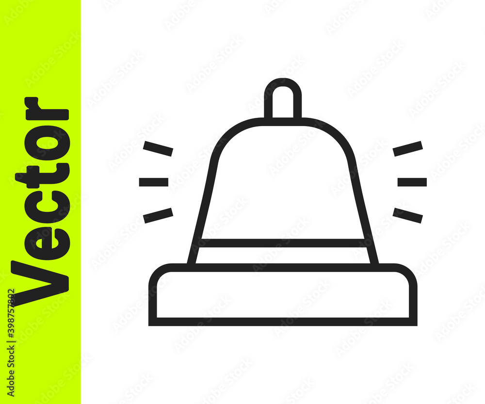 Black line Hotel service bell icon isolated on white background. Reception bell. Vector. Black line Hotel service bell icon isolated on white background. Reception bell. Vector.