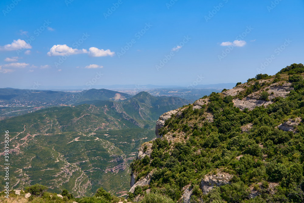 Mountains in Montserrat in Catalonia of Spain in a sunny day