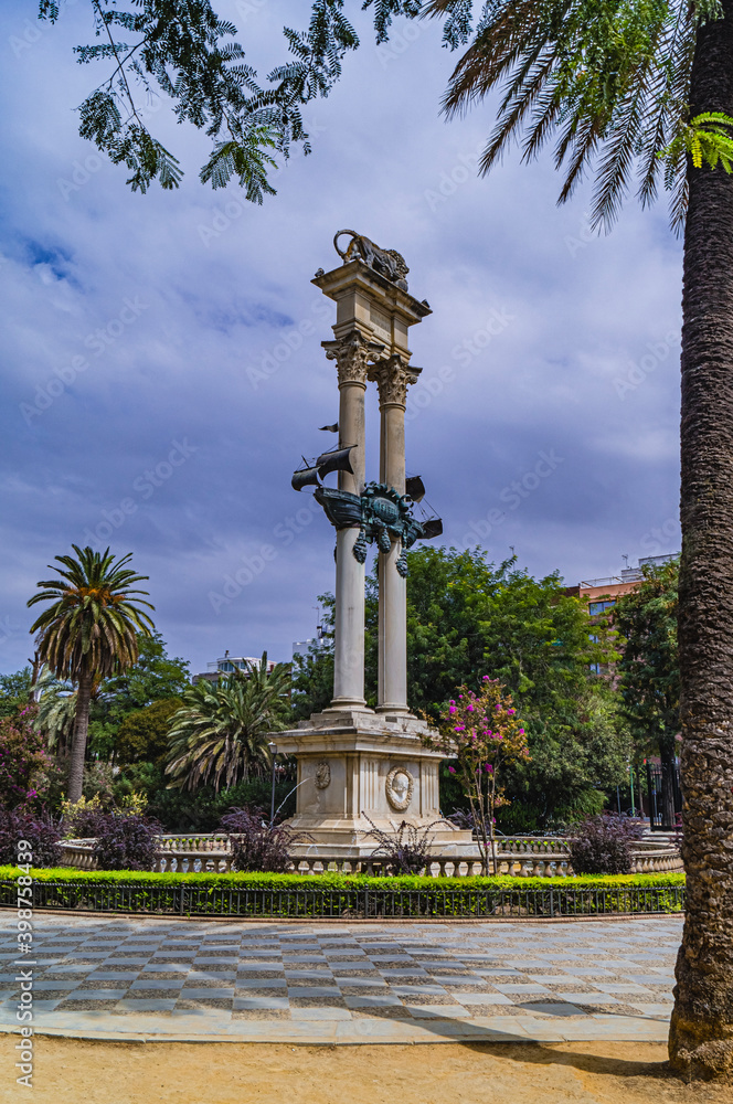Christopher Columbus Monument with the caravel Santa Maria