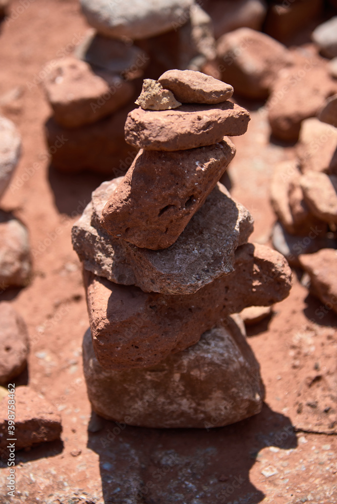 Small stone pyramid in mountain Small stone pyramid in mountain