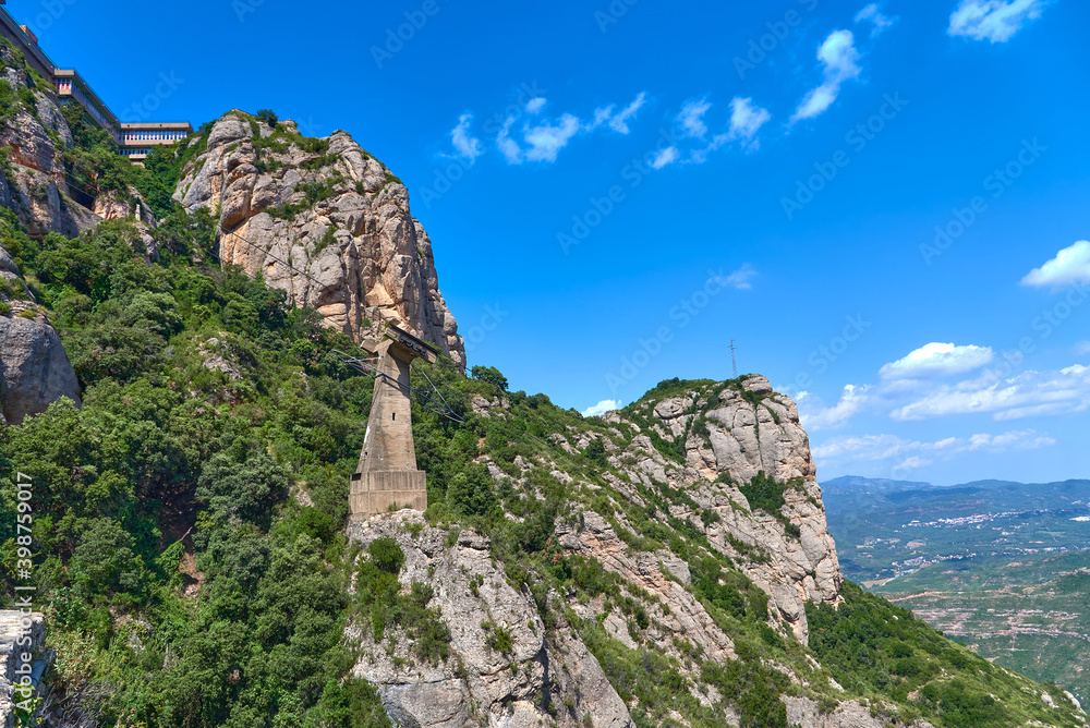 Mountains in Montserrat in Catalonia of Spain in a sunny day