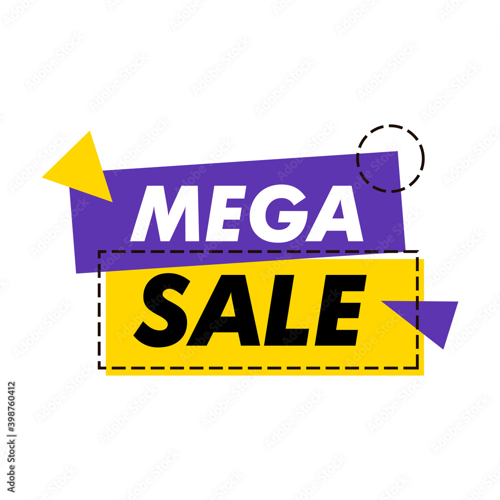 Obraz premium Mega Sale banner. Sale poster template on white background. Vector flat illustration.