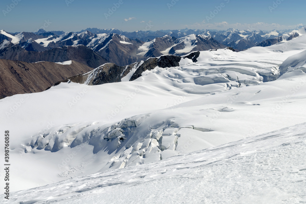 High mountain landscape. Semenov Glacier, Central Tian Shan, Kyrgyzstan.