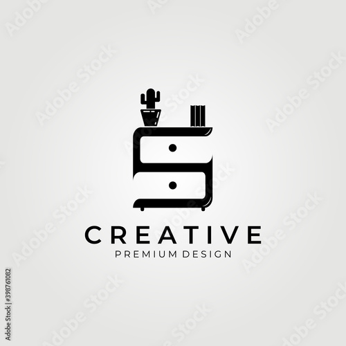 Furniture, minimalist interior logo, creative and clever letter mark S logo , Furniture icon logo vector illustration design