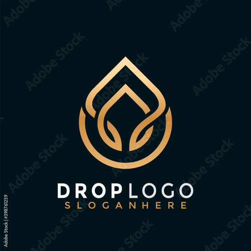 Drop logo, Gold Drop Olive creative modern logos Design Vector