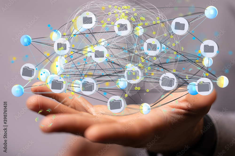 Data cloud storage network from lines, triangles and particle style design. Data cloud storage network from lines, triangles and particle style design.