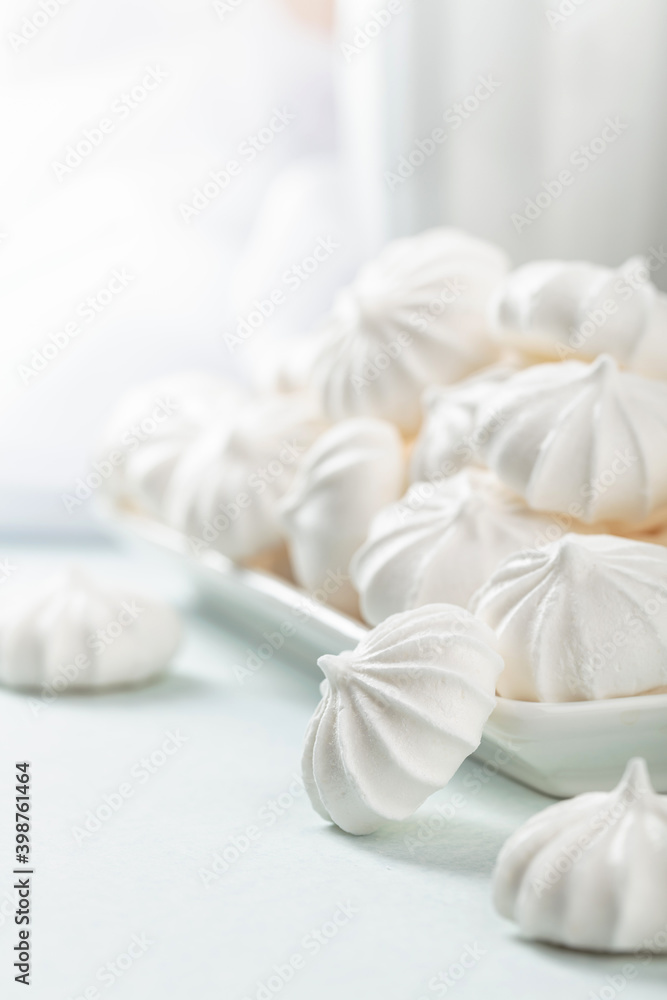Small white meringues. Small white meringues.