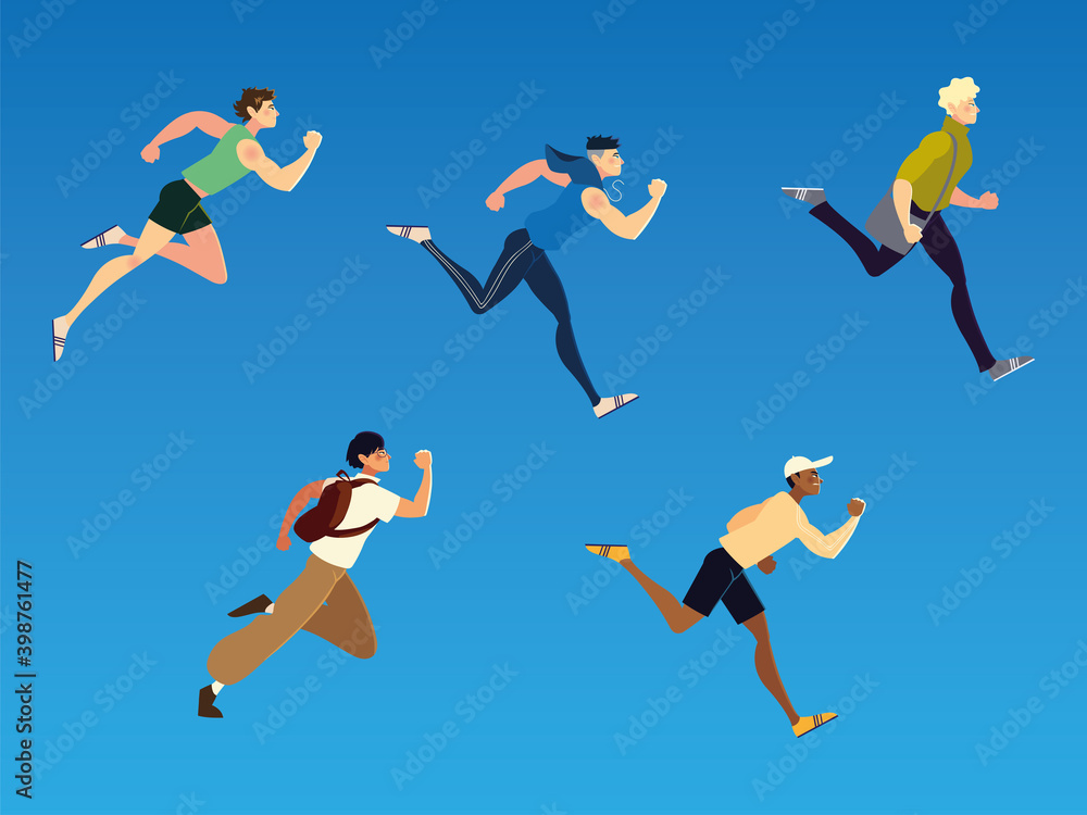 running people performing sports and others activities