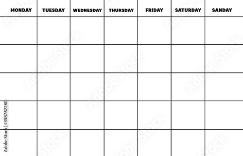 Universal calendar for any moth. Vector design calendar scheduler. Organizer simple and modern design