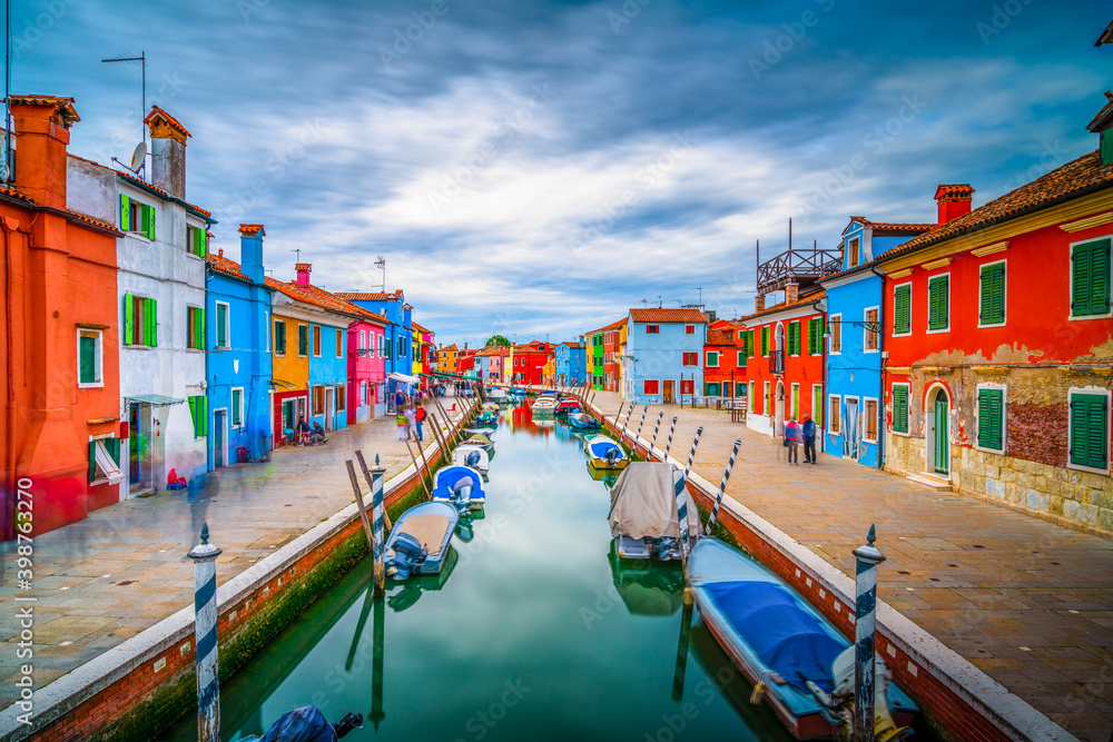 Colourful Burano island near Venice, Italy - long exposure 