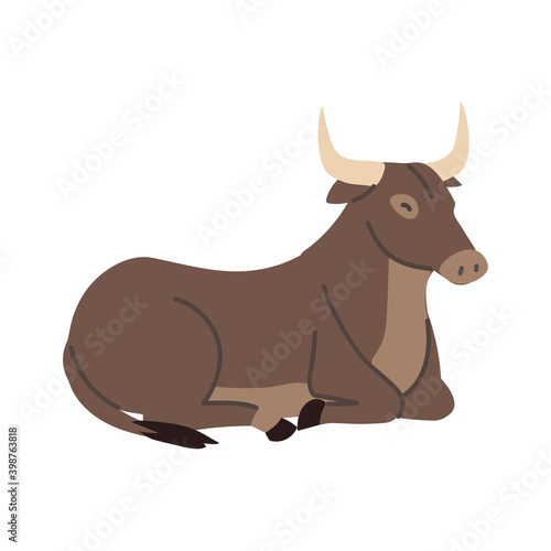 ox lies on the floor icon design on white background