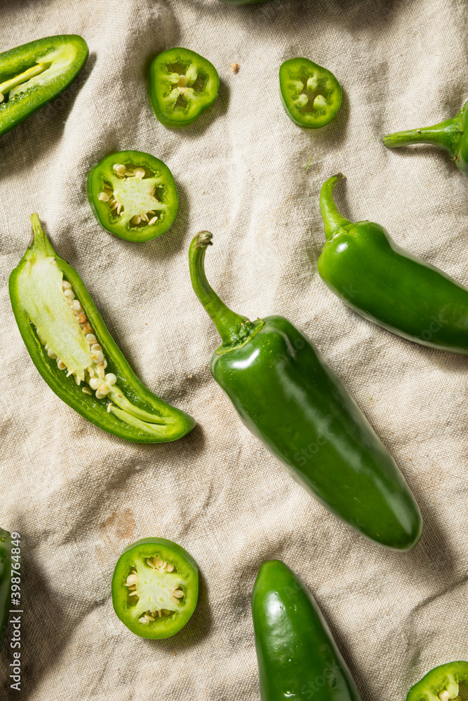Raw Green Organic Jalepno Peppers Raw Green Organic Jalepno Peppers