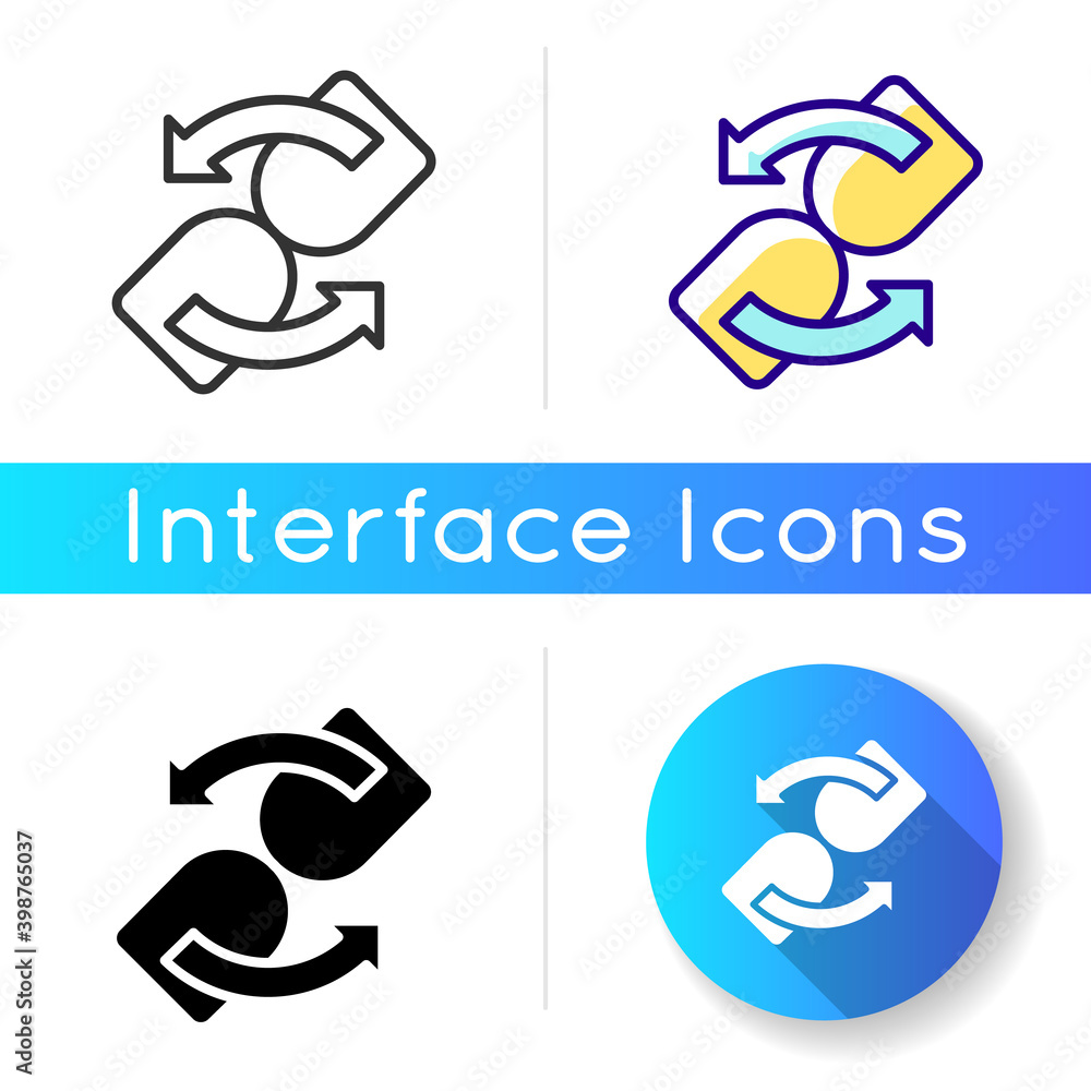 Loading icon. Waiting for data income from remote server. Time needed for application to render different pages. Linear black and RGB color styles. Isolated vector illustrations Loading icon. Waiting for data income from remote server. Time needed for application to render different pages. Linear black and RGB color styles. Isolated vector illustrations