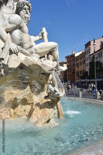 Fountain of the Four Rivers in Piazza Navona, Rome, Italy photo